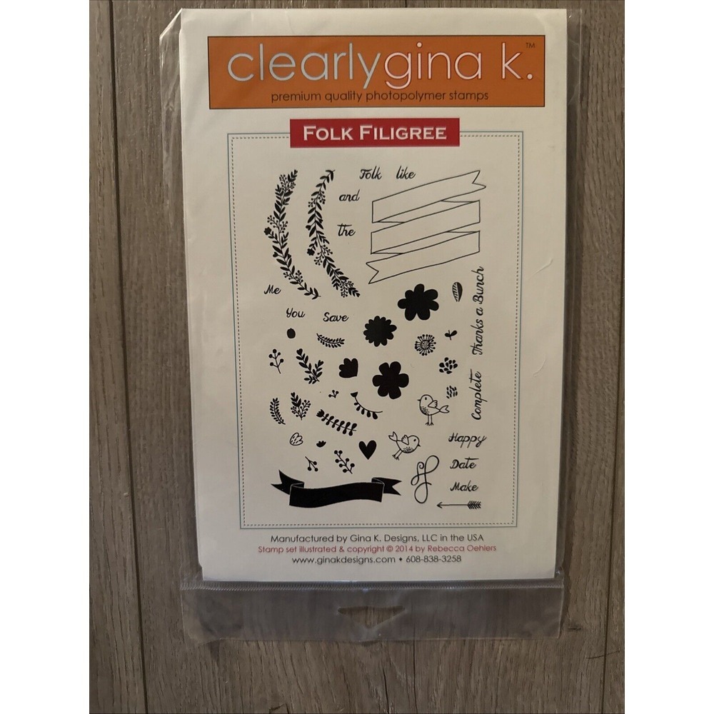 NEW Clearly Gina K. Photopolymer Stamps Folk Filigree